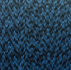 Black Chevrons on Cadet Blue Poly Spandex Knit Fabric