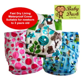 Baby Dash Economy Cloth Diapers - Pack of 3 or 6