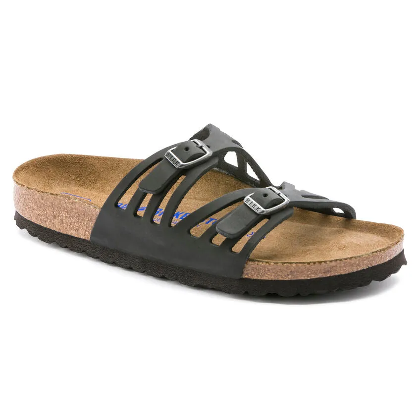 Birkenstock Women's Granada Soft Footbed Oiled Leather (Black)