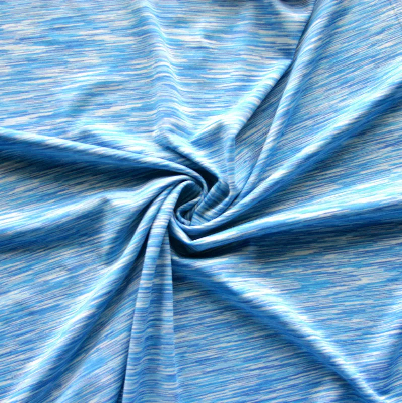 Blue Fizz Space Dye Poly Lycra Knit Fabric