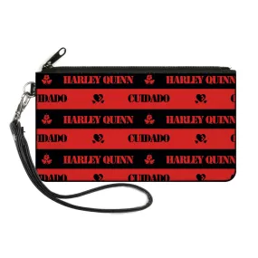 Canvas Zipper Wallet - SMALL - The Suicide Squad 2021 CUIDADO HARLEY QUINN Caution Stripe Red Black by Buckle-Down