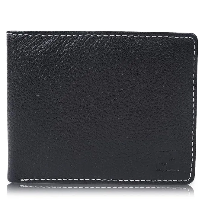 CIMONI® Premium Genuine Leather Wallet for Men Travel Casual Wallet with RFID Blocking 3 Card Sots, 2 Secret Compartments, 1 Coin Window (Color - Black)