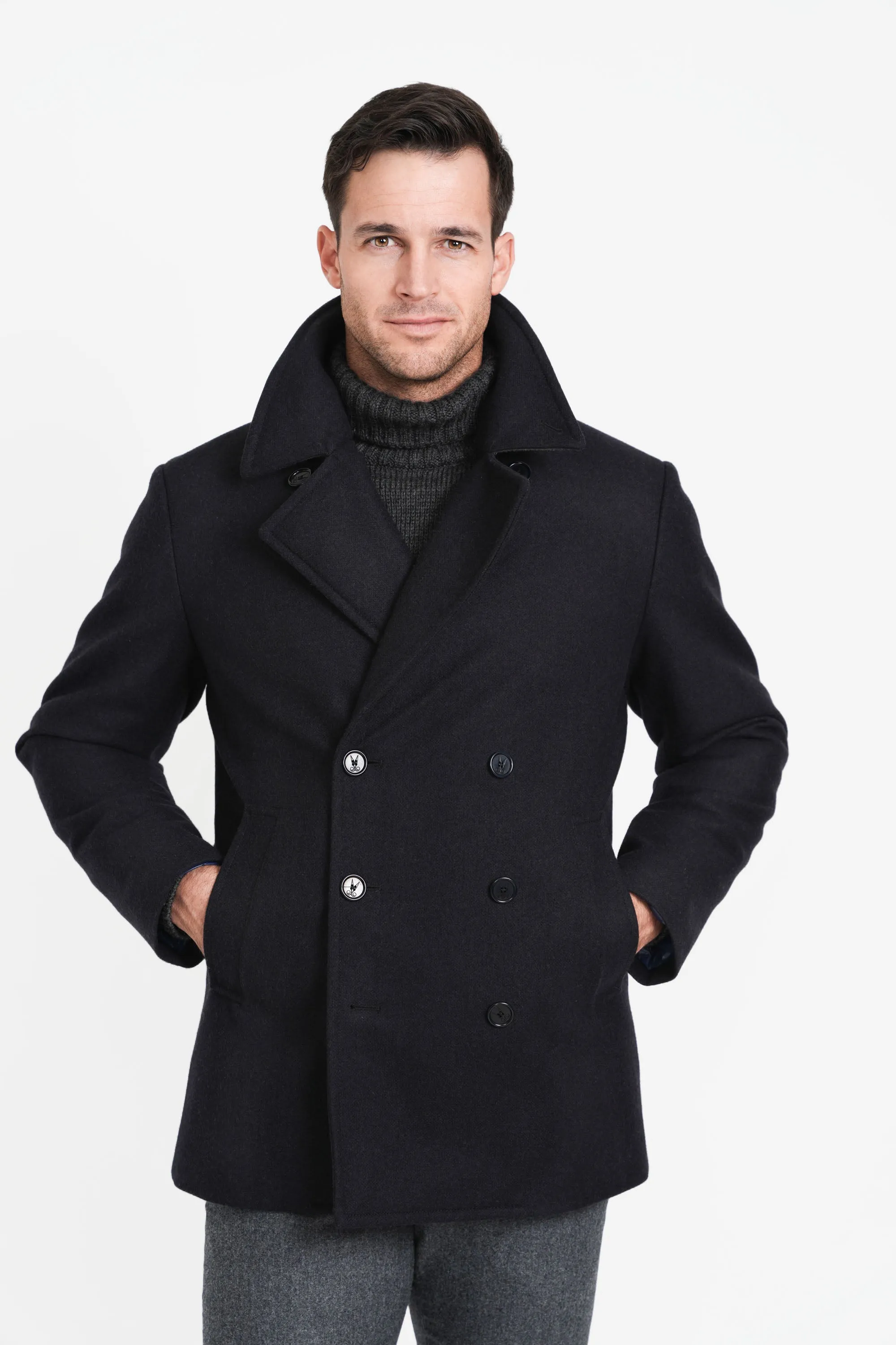 Classic Wool Peacoat, Black