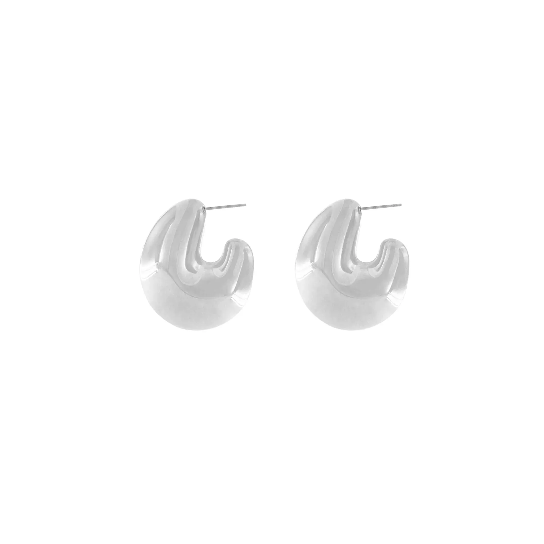 Courage Waterproof Ellipse Statement Earring Silver Plating