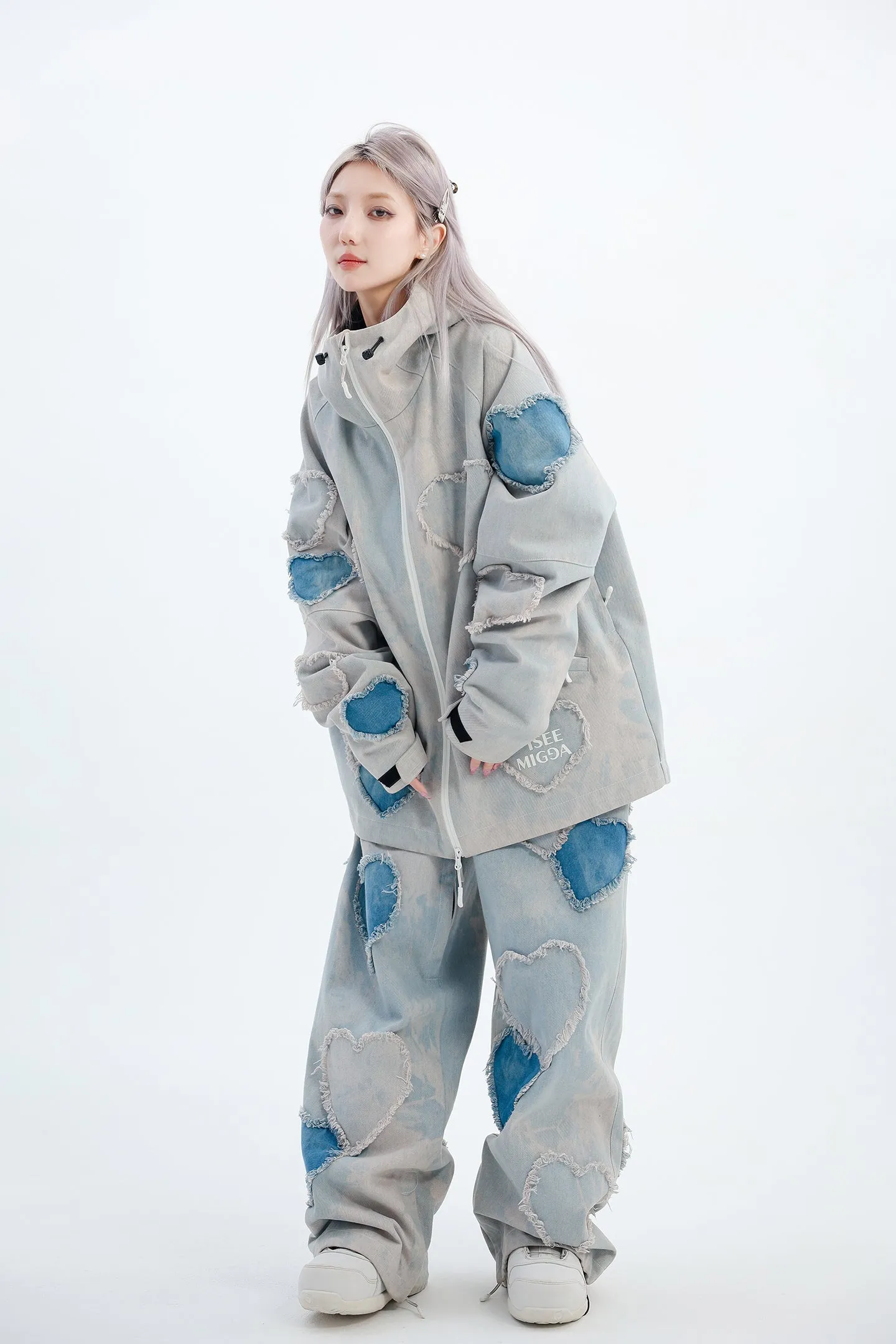 Denim Broken Heart Ski Suit