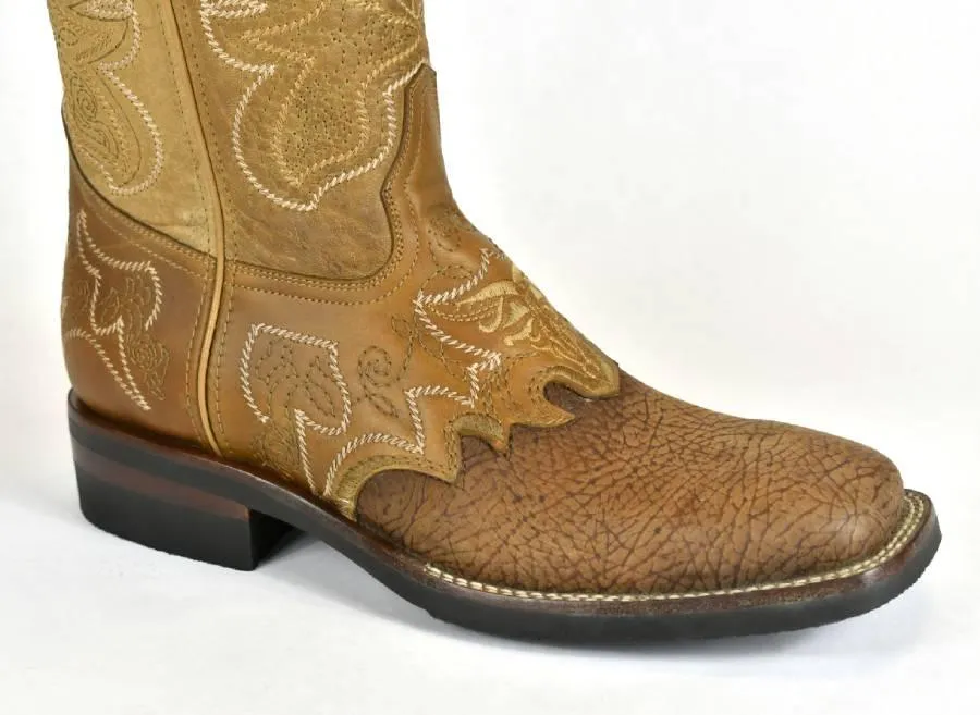 Denver Mountain Rubber Sole Cowboy Boot-French Toe, Oryx Nubuck Shoulder