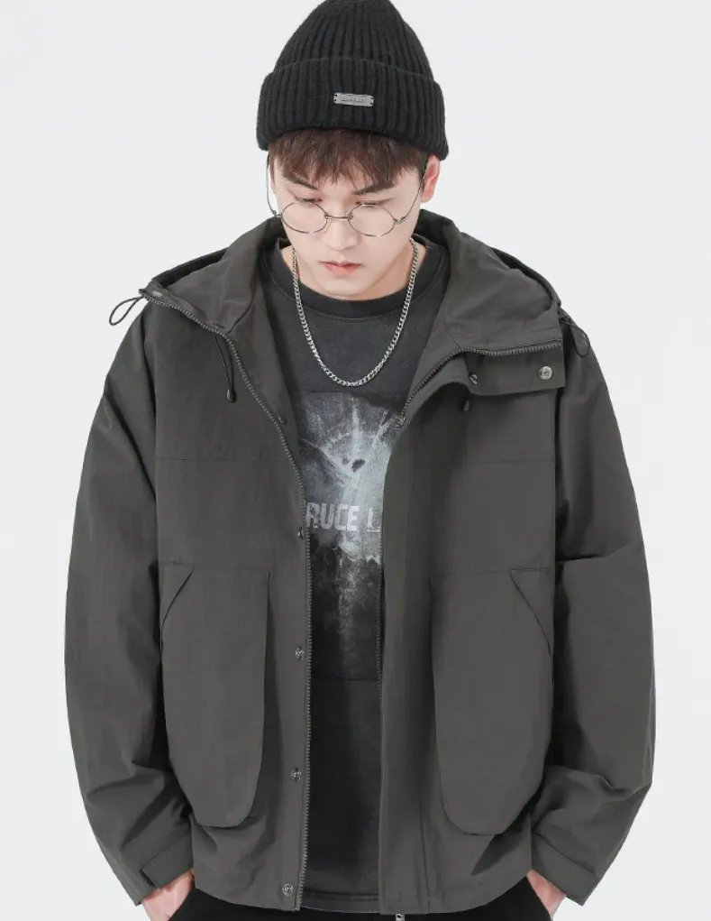 Hooded Utility Jacket with Drawstring Detail