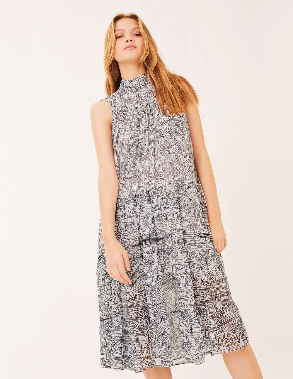 MARK FAST WOMEN SLEEVELESS A-LINE DRESS WITH GRAFFITI PRINTS