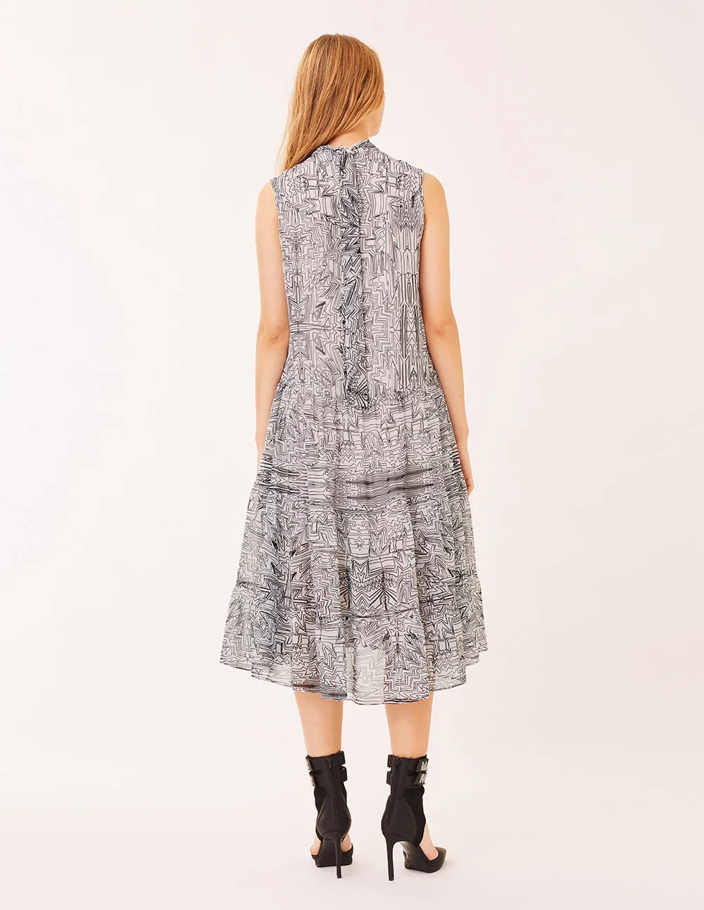 MARK FAST WOMEN SLEEVELESS A-LINE DRESS WITH GRAFFITI PRINTS