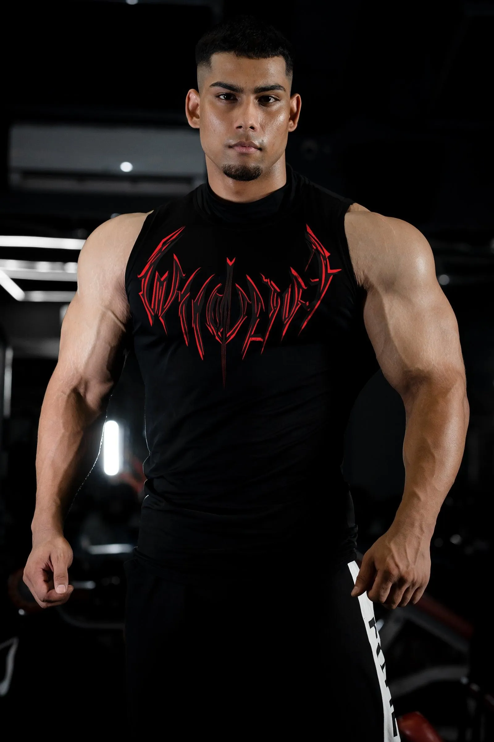 NIGHT WALKER ELITE COMPRESSION FIRE RED PRINT TANK (SHADOW BLACK)