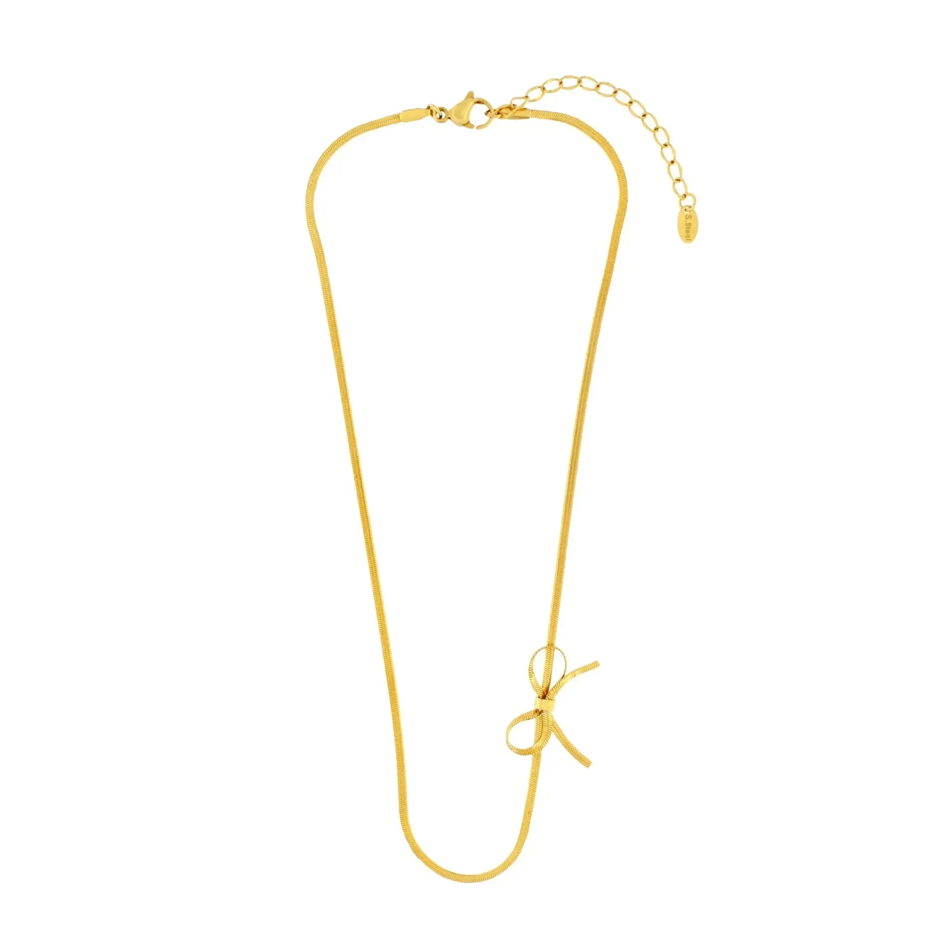 Passion Waterproof Short Bow Necklace 18K Gold Plating