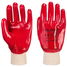 PVC Knit Wrist Gloves - Red