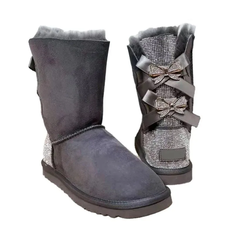 stylish winter boots for women in stock Sparkle with bow with jewel winter   boots