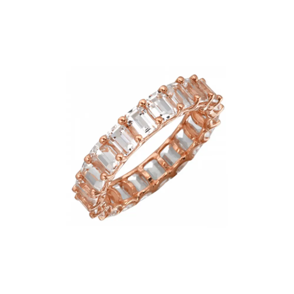 TOPAZ EMERALD CUT ETERNITY BAND