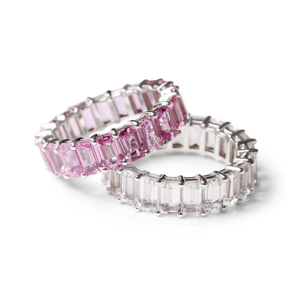 TOPAZ EMERALD CUT ETERNITY BAND